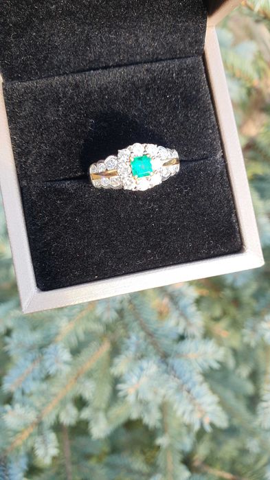 INEL Aur 18 kt si Platina cu Emerald si Diamante Naturale