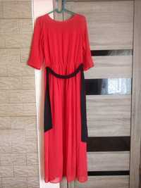 Красивое красное шифоновое платье