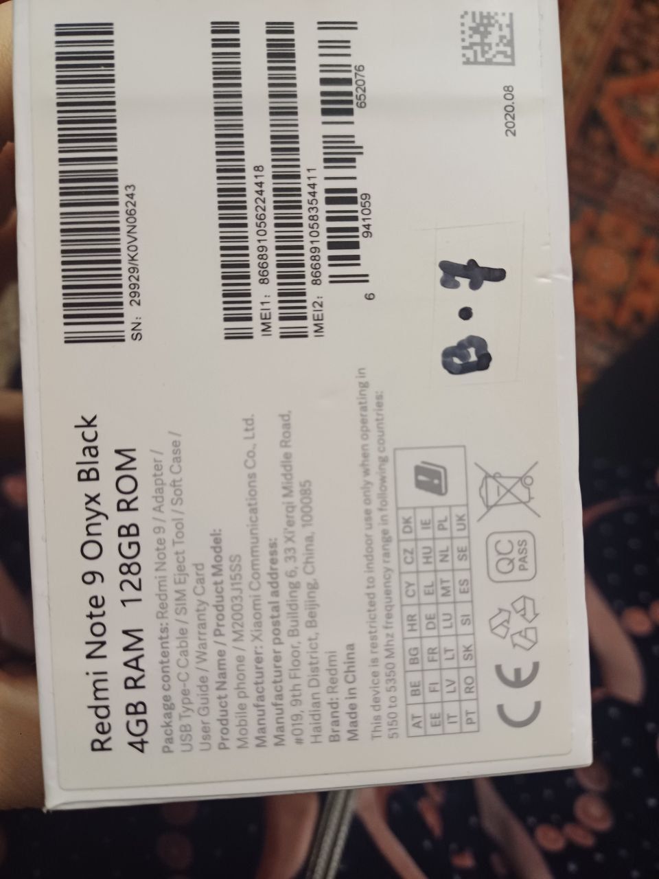 Redme note 9 onyx black 128 gb
