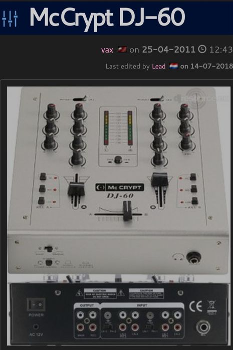 Mixer Audio MC Crypt DJ-60