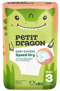 Scutece Petit Dragon,Midi, marimea 3, 6-10 kg, 80 buc