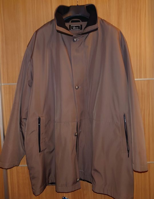 Сиво мъжко палто 4XL с махаща се подплата