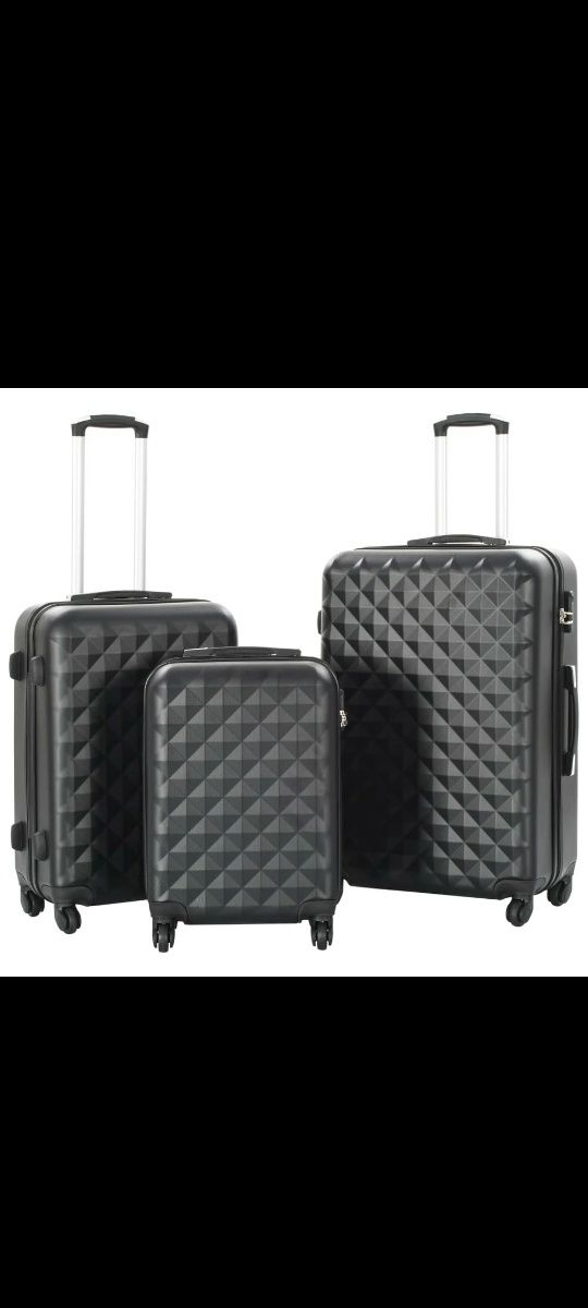 Set de valize/ trolere de călătorie 3in1 negru metal
