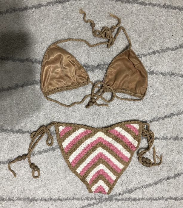 Costum de baie marime M tricotat costum de baie doua piese tricotat