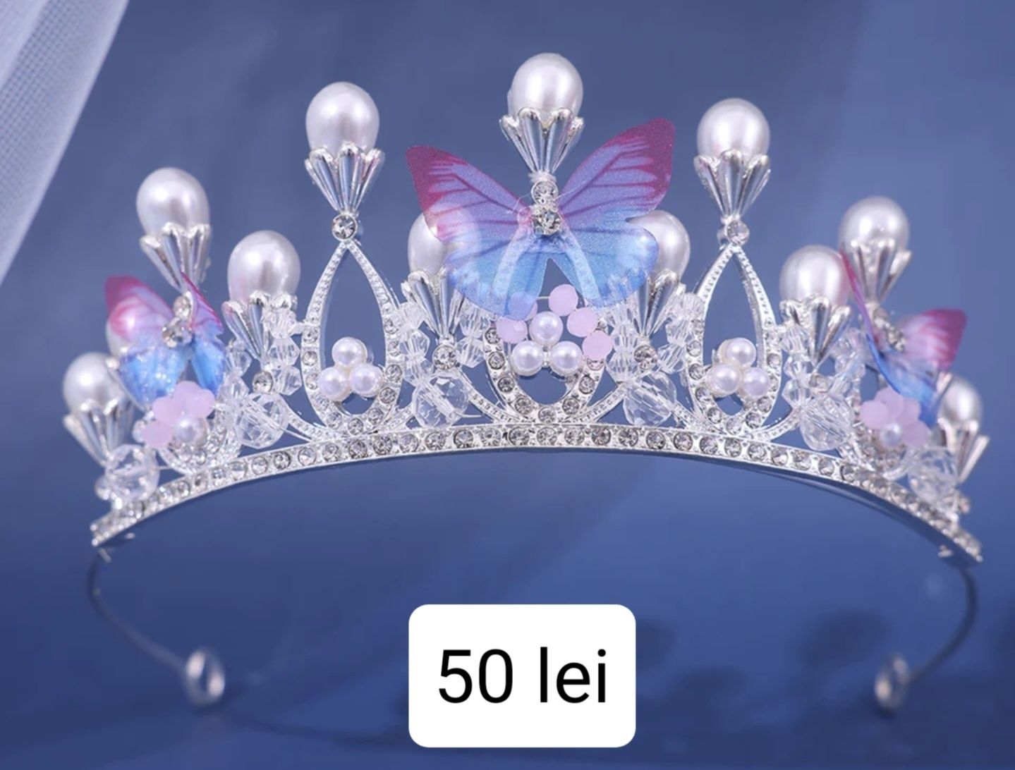 Diadema finuta nunta coronita mireasa cristale tiara prințesa