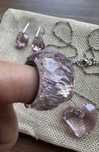 Комплект Swarovski pink crystal (пръстен,колие,обеци) оригинал