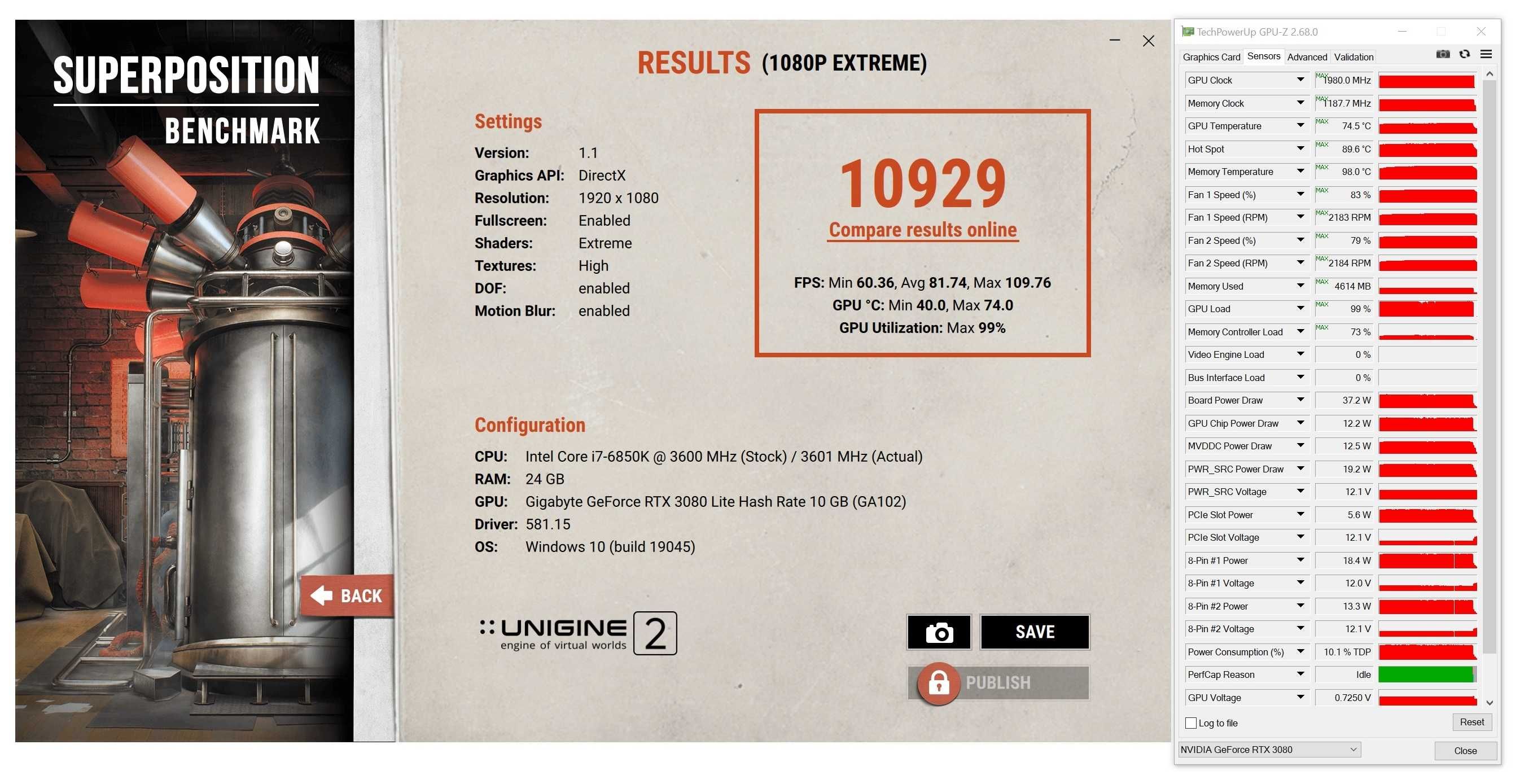 ТОП състояние Видео карта GPU GIGABYTE RTX 3080 GAMING OC 10G GDDR6X