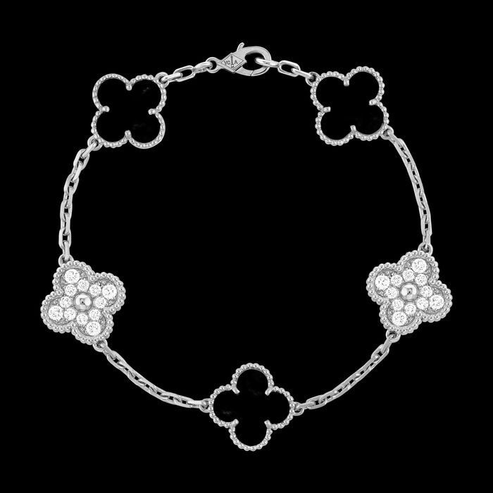 Van Cleef & Arpels VCA Gold Black 5 Vintage Alhambra Дамска Гривна