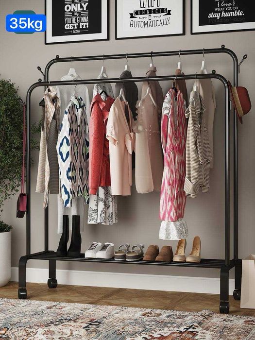 Двухъярусная напольная вешалка для одежды — 35кг