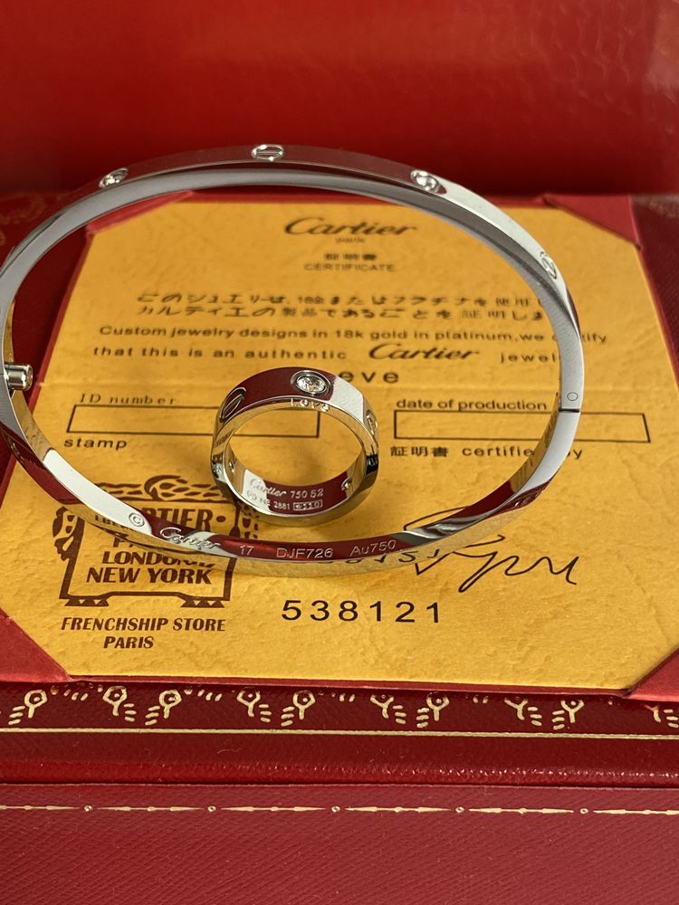 Brățara model Cartier LOVE slim White Gold 750 Diamond