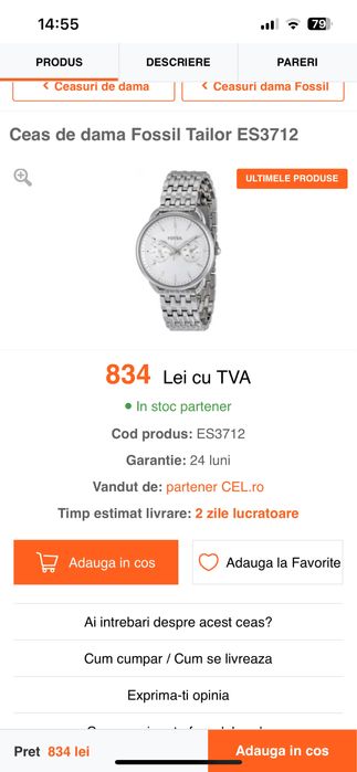 Ceas Fossil Tailor ES3712 – Eleganță și rafinament