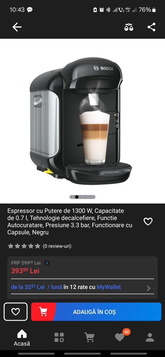 Espressor Tassimo de la Bosh