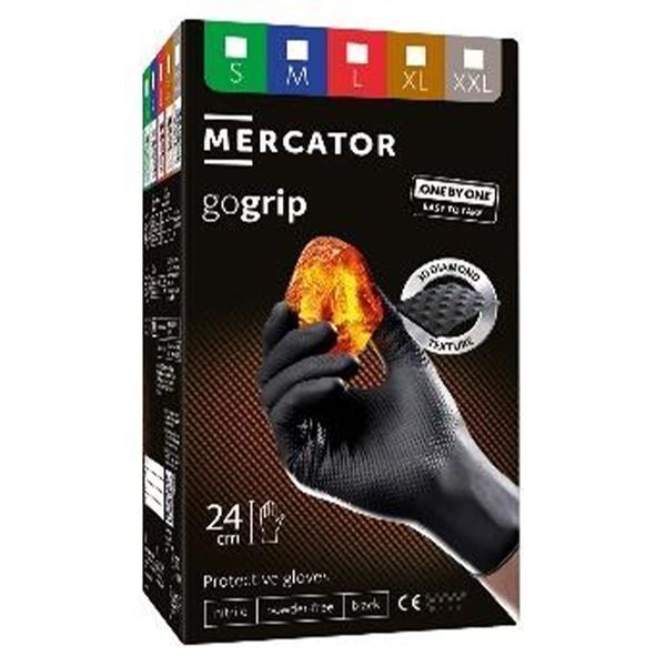 Премиум нитрилни ръкавици mercator gogrip one by one черни, размер xl,