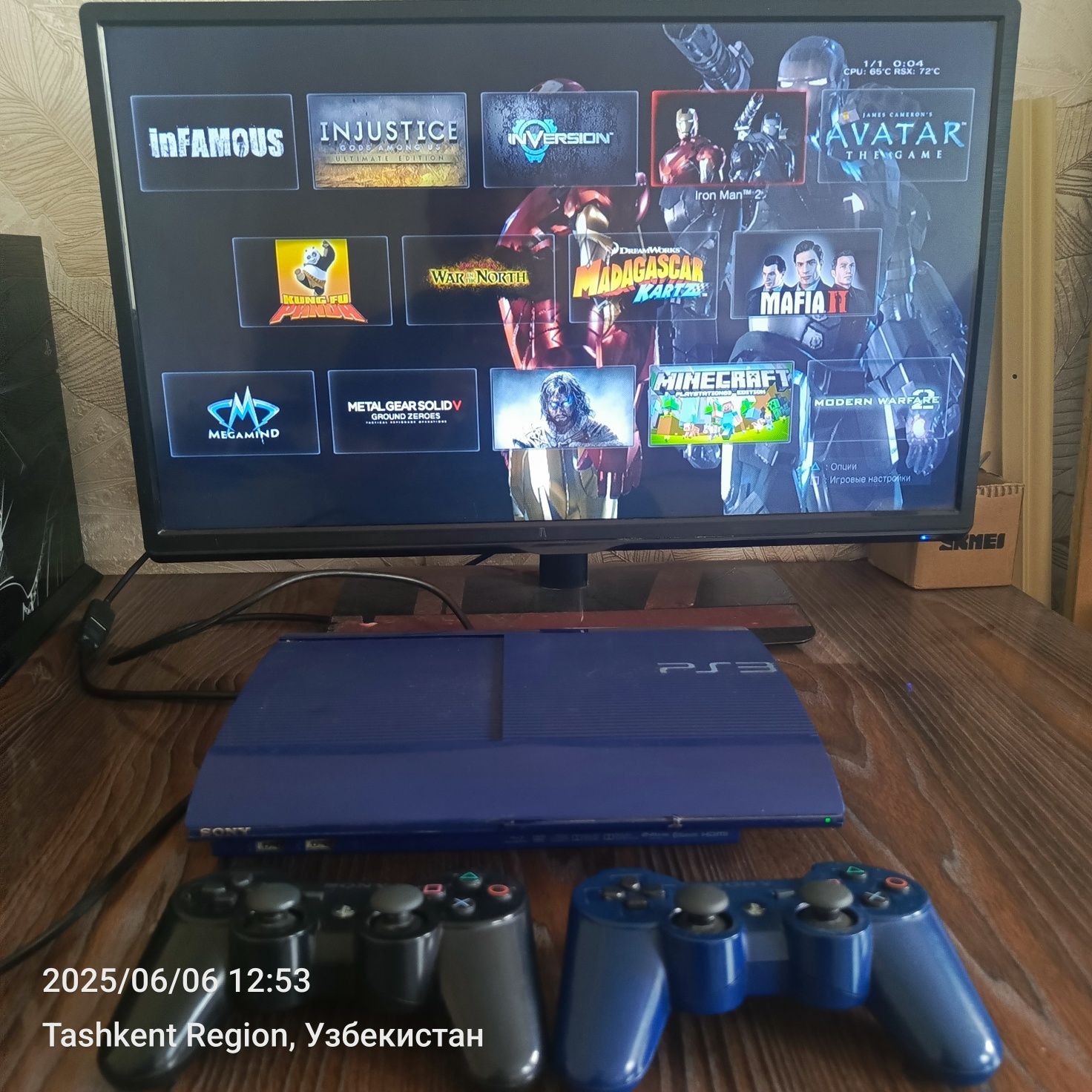 Ps3 super slim BLUE 500gb +90oʻyinlar