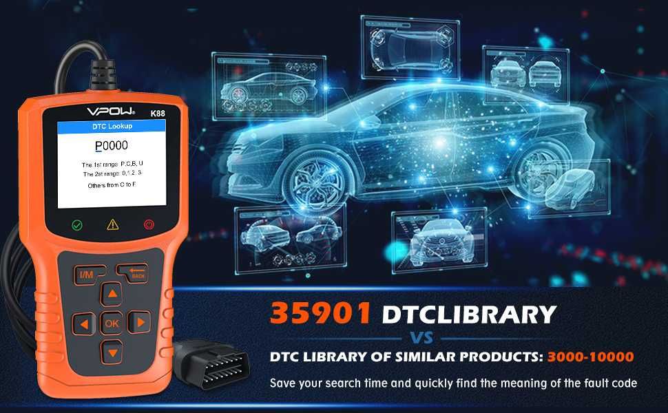 OBD скенер- VPOW K88 диагностичен инструмент за сканиране на автомобил