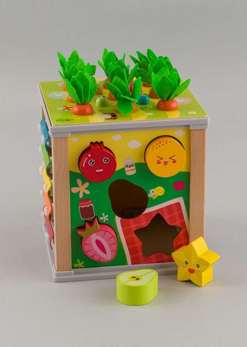 Дървено игрално кубче Монтесори