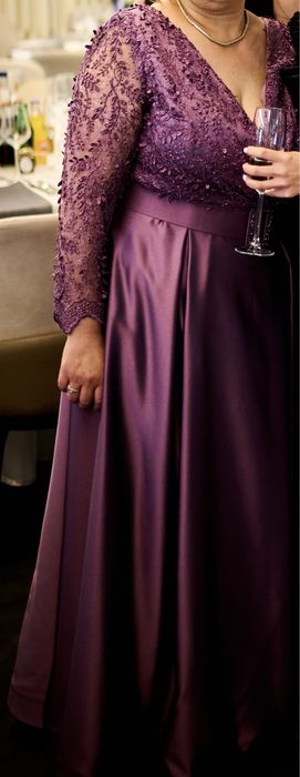 Rochie bijuterie mov eleganta lunga de seara nunta, soacra, botez