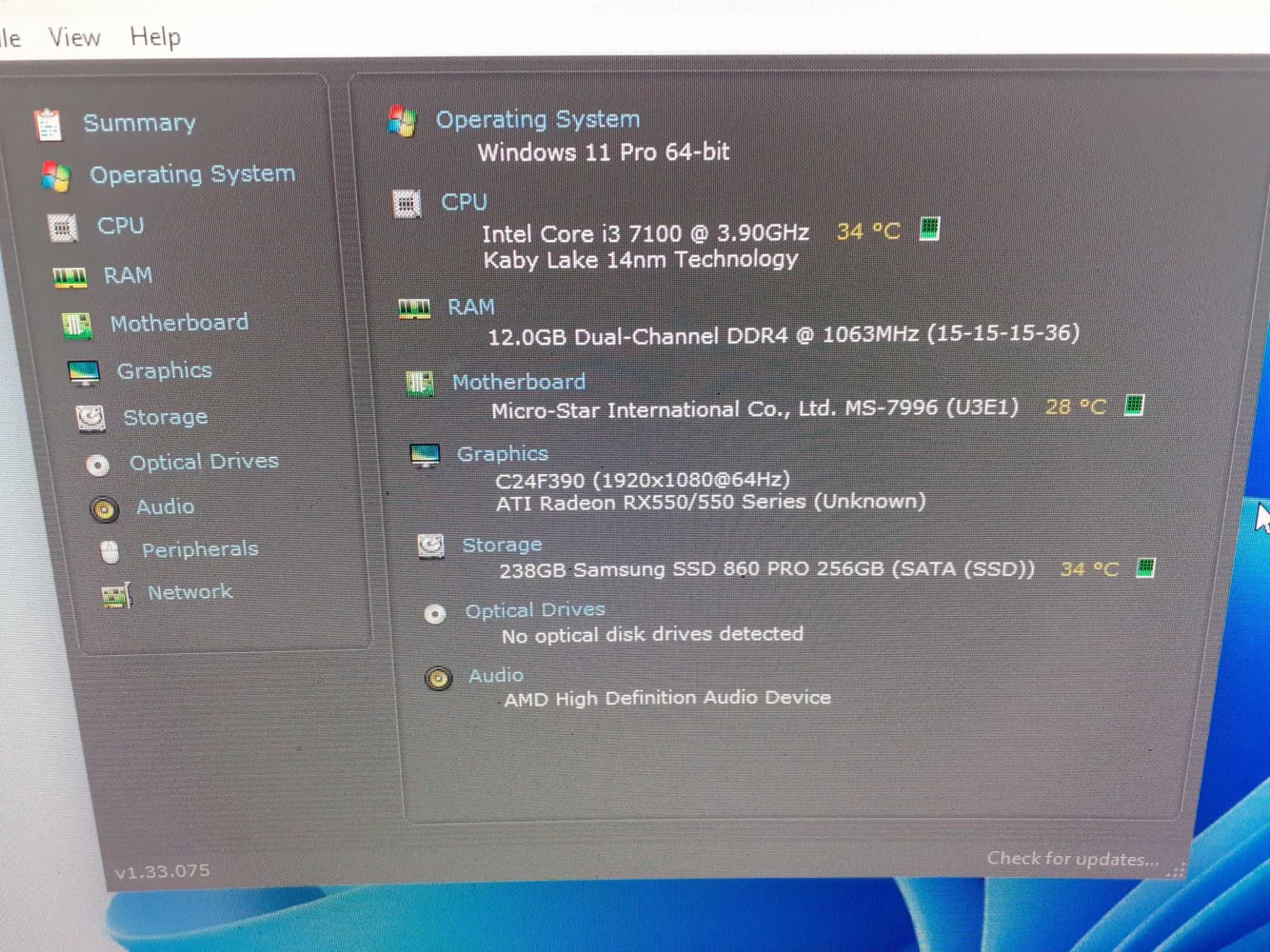 Kit gen 7, Core i3 7100 + placa  MSI H110 , suporta i7 7700