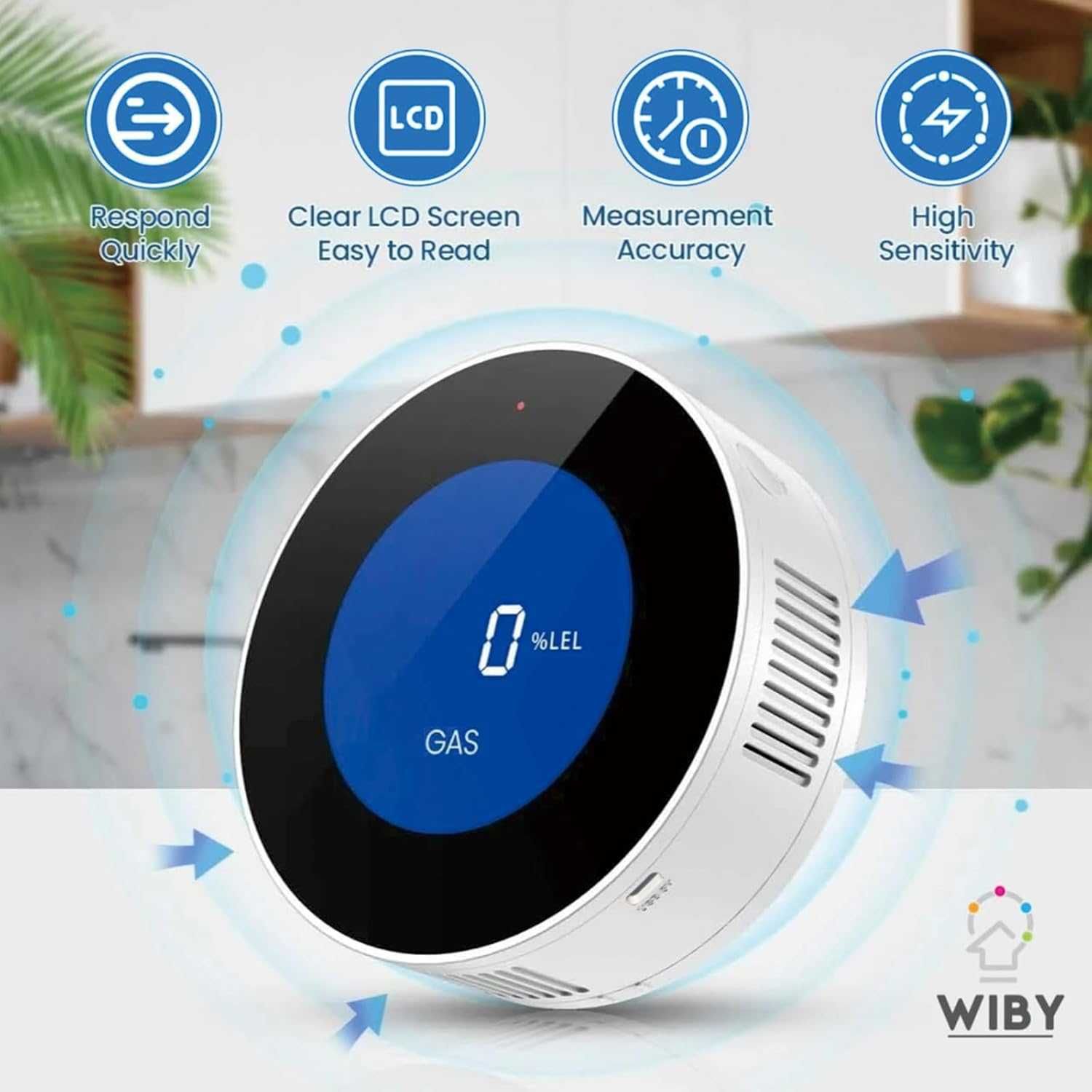 WiFi газодетектор,  с LCD дисплей, съвместим с Alexa/Google Home/
