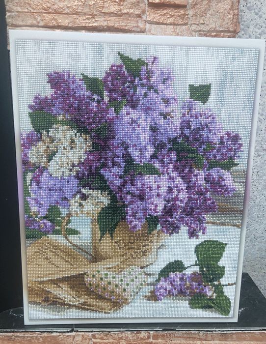Картина сирень. Ручная работа. Алмазная мозаика.