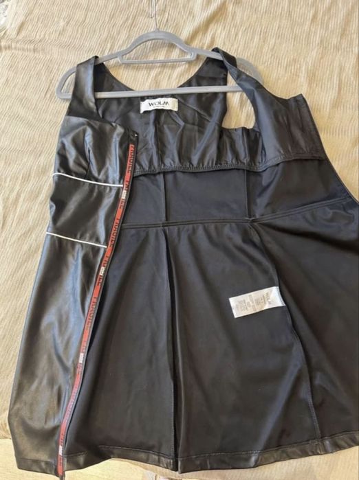 Черна кожена рокля WOLM