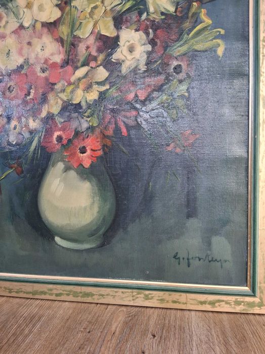 > Маслена картина с цветя – G. Fontaine – 68x88 см (Белгия)