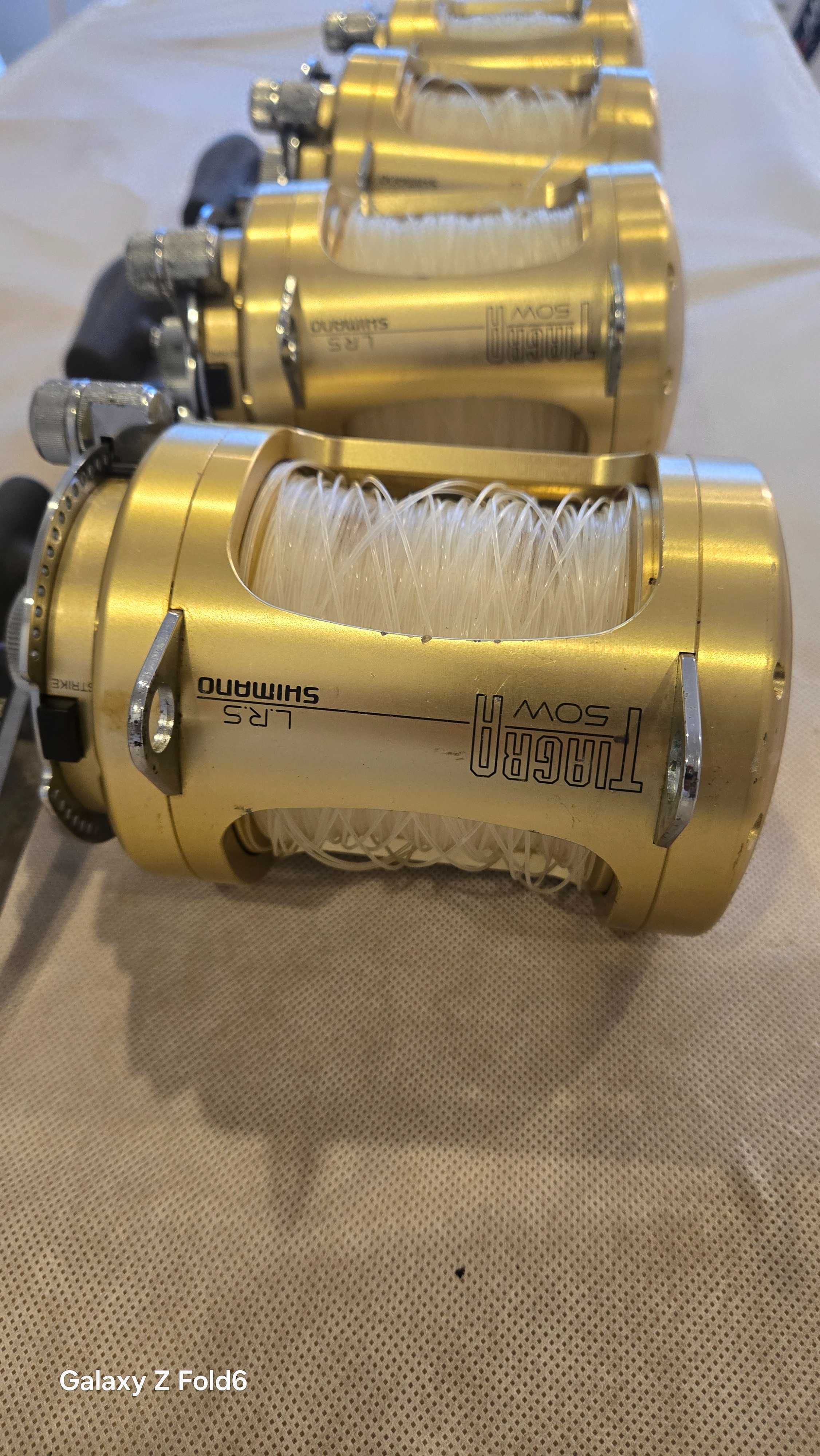 4 бр.  макари Shimano Tiagra W50 и въдици 100 lbr за тролинг в Гърция