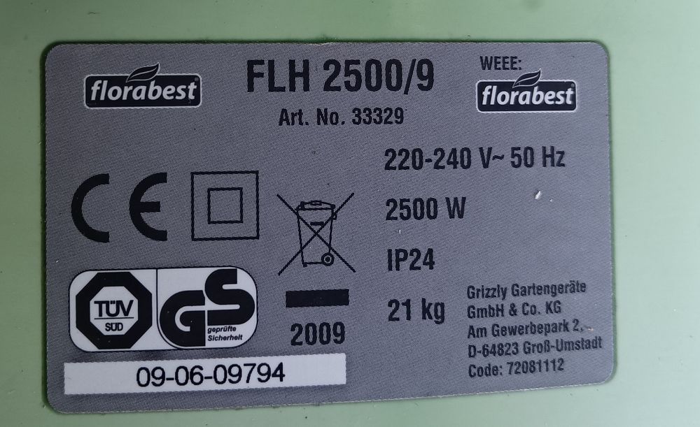 Tocator crengi Florabest 2500W