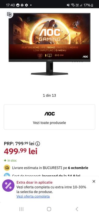 Vand monitor gaming predare Oradea