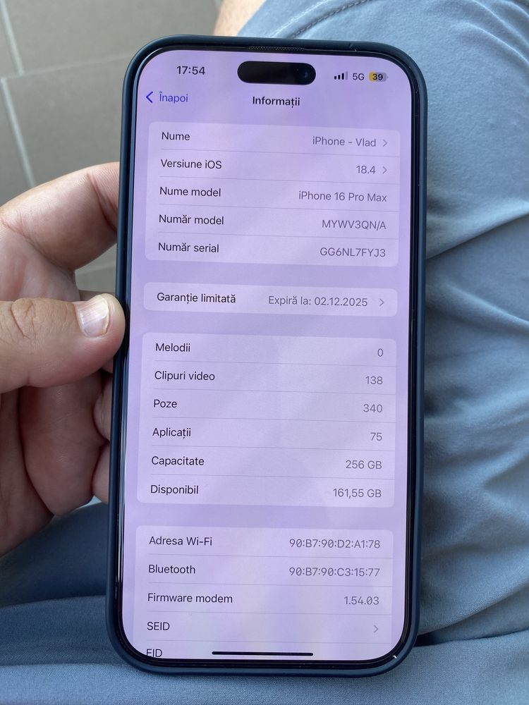 Iphone 16 pro max 18 cicluri ca nou