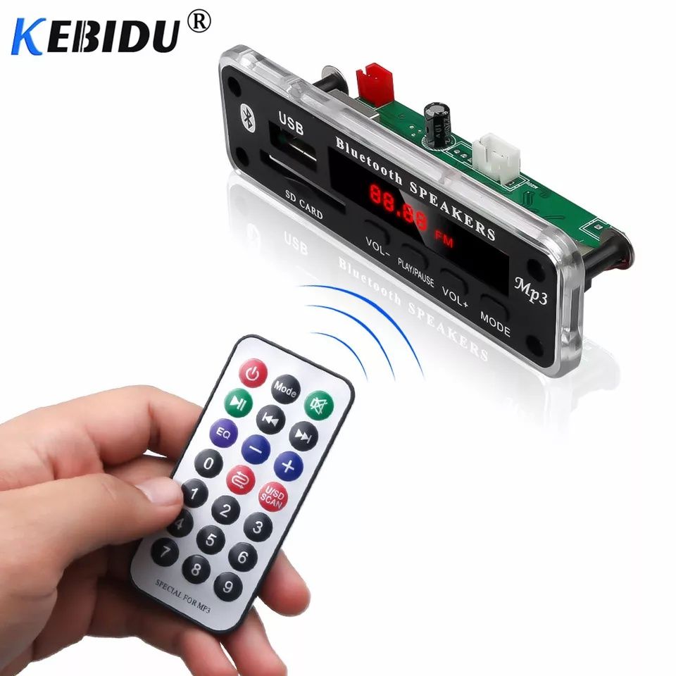 Mp3 плеър 5В/12В Bluetooth 5.0 модул за вграждане KEBIDU Sd/Usb/Fm