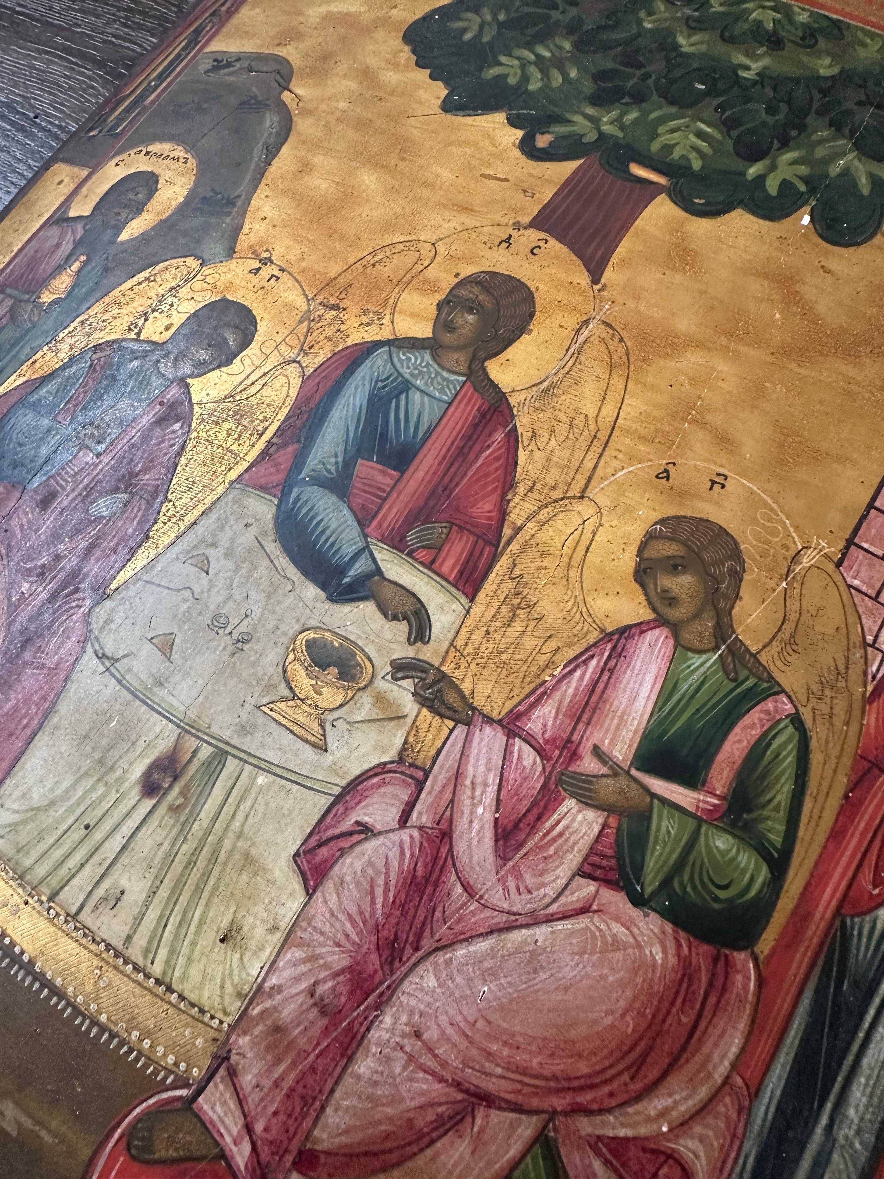 Icoană pe lemn „Sfânta Treime a Vechiului Testament”, șc. rusească,XIX