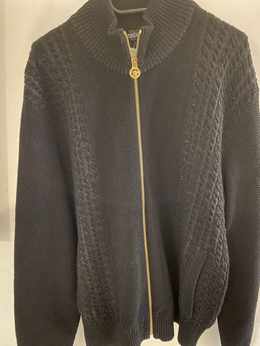 Bluza/hanorac original Versace, Medusa Jacquard Zip Knit sweather