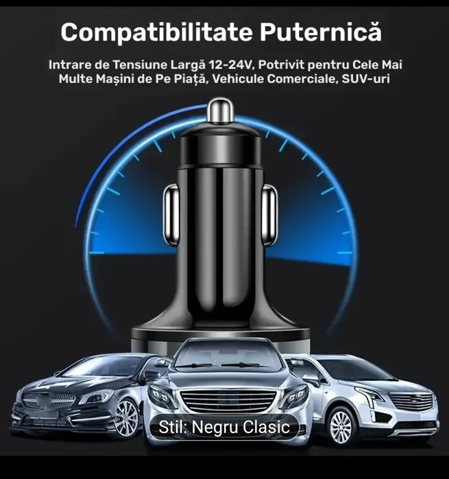 Încărcător auto inteligent LQT Premium 66W, 6 porturi USB