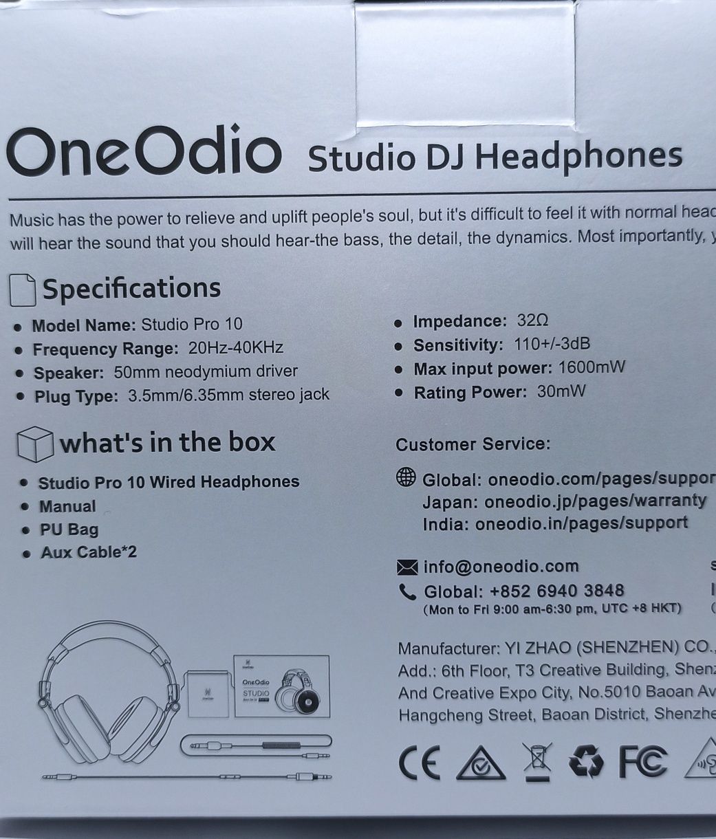 Професионални слушалки OneOdio Studio Pro 10, 20 Hz - 40 KHz, 6.35/3.5