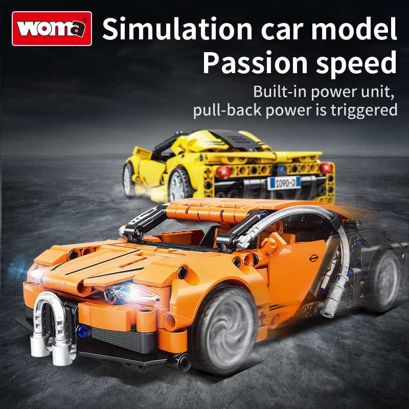 NOU LEGO Replica Bugatti Veyron, 388 piese, portocalie