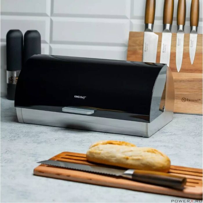 Cutie pentru depozitat paine, din bambus, negru, 36 x 21 x 17 cm,