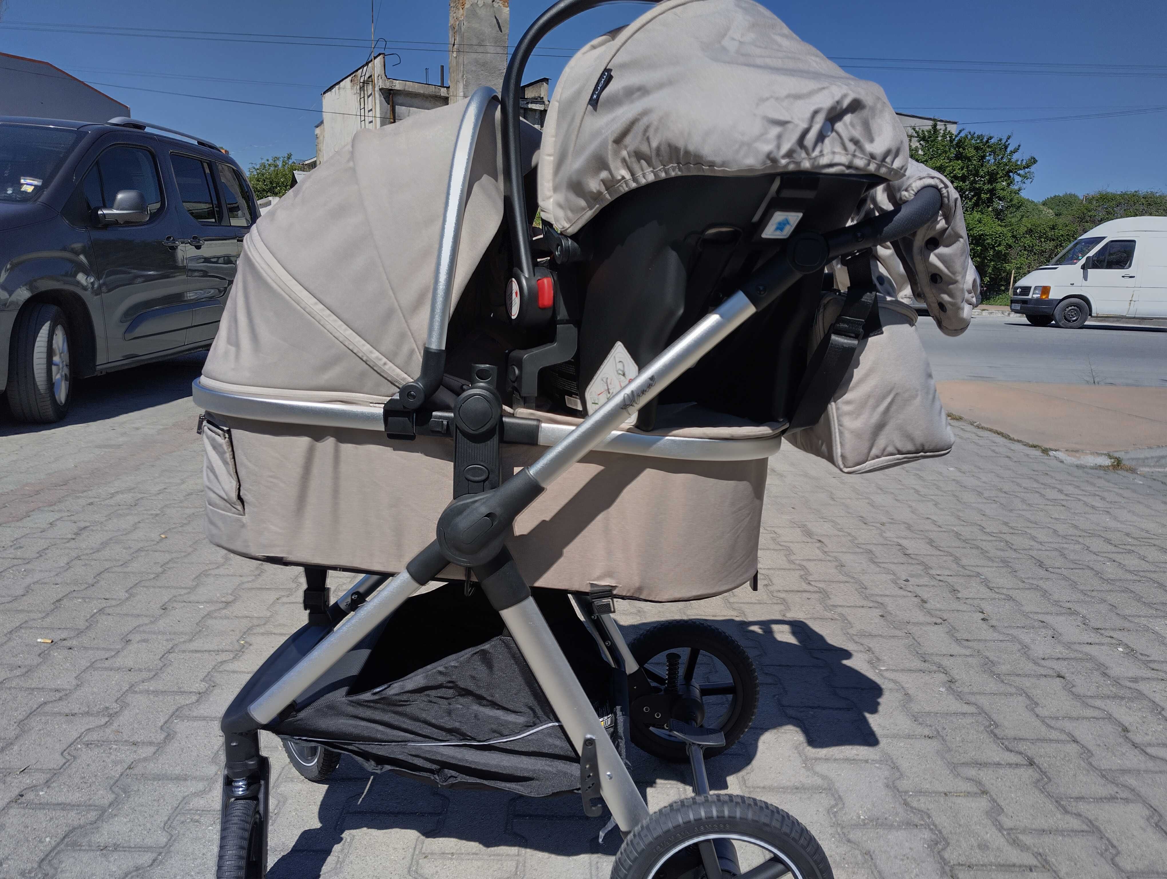 MONI Комбинирана детска количка 2 в 1 ALINA бежов