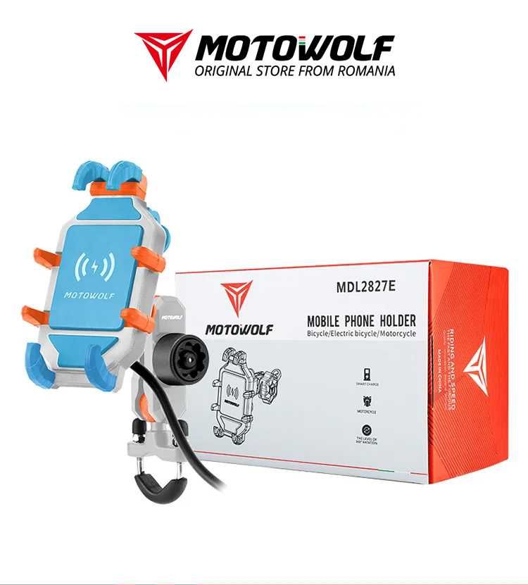 Suport Telefon Moto/atv antivibratii cu incarcare wireless si port Usb