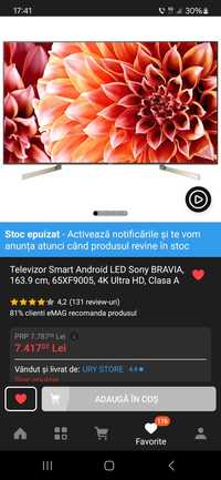 Televizor TV Sony 4k, 65XF9005, 164 cm, android, smart, display fisura