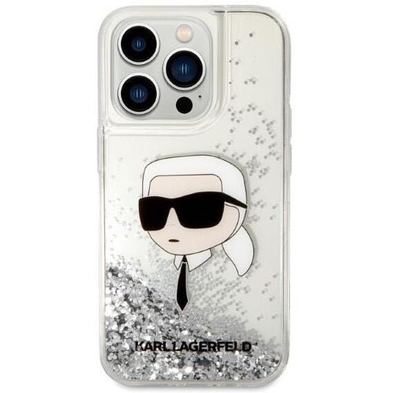 Karl Lagerfeld Glitter Karl Head калъф за iPhone 14 Pro 6.1″, сребрист