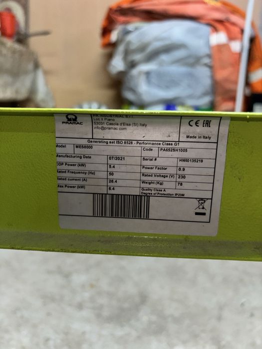Generator electric Pramac MES 8000 – 5.4 kW, 230V, benzină