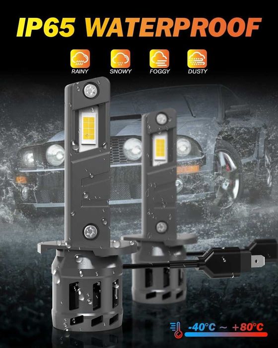 LED Диодни крушки за фарове- H1, DC9-18V, 10600LM, 6500K.