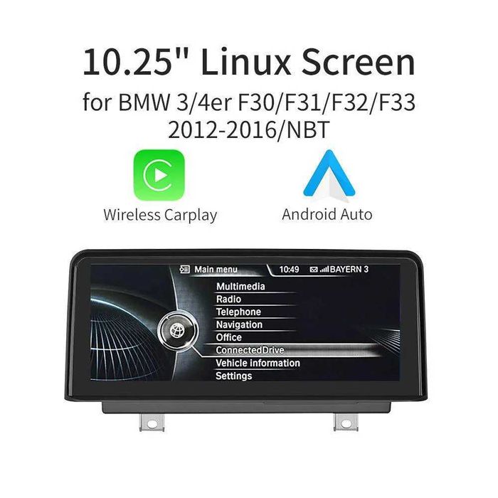 Дисплей за BMW 3/ F30 F32 F34 F36 NBT с безжичен CarPlay/Android Auto