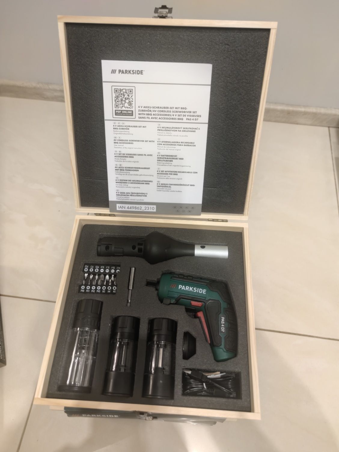 Комплект акумулаторни отвертки PARKSIDE® 4 V с 4 приставки барбекю
