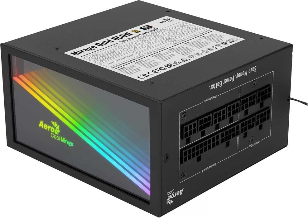 Sursa alimentare Aerocool MIRAGE GOLD Modular RGB 650W, 2 ani garanție