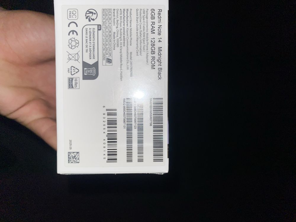 Redmi note 14 6/128 yangi karobka