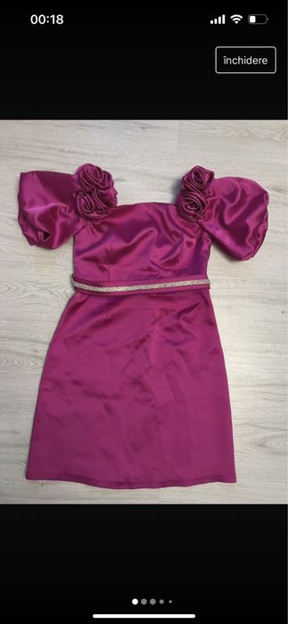 Rochie Fofy roz cu flori 3D