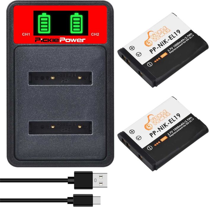 Комплект зарядно устройство + две батерии PP-NIK-EL19 за Nikon