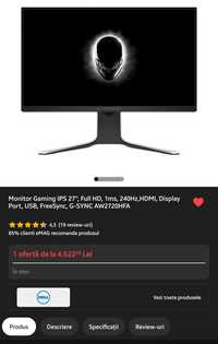Monitor Gaming Alienware AW2720HFA IPS 27'', Full HD, 1ms, 240Hz